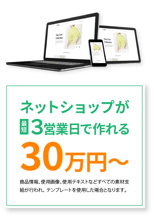 ネットショップが最短３営業日で作れる30万円～