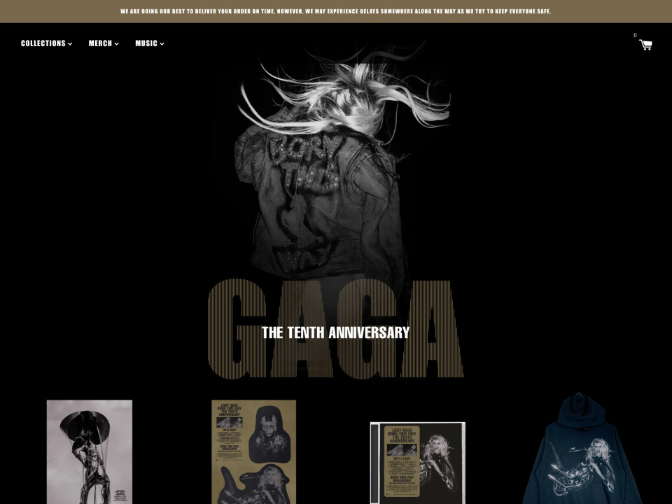 LADY GAGA レディガガのショッピングサイトはShopify制作されています。